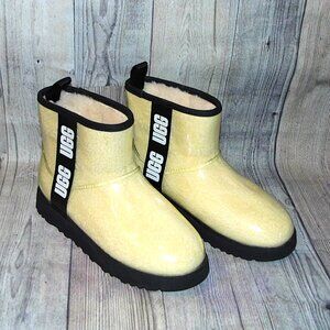 UGG Classic Clear Mini Natural Rubber/Sheepskin Waterproof Boots Womens Size 8